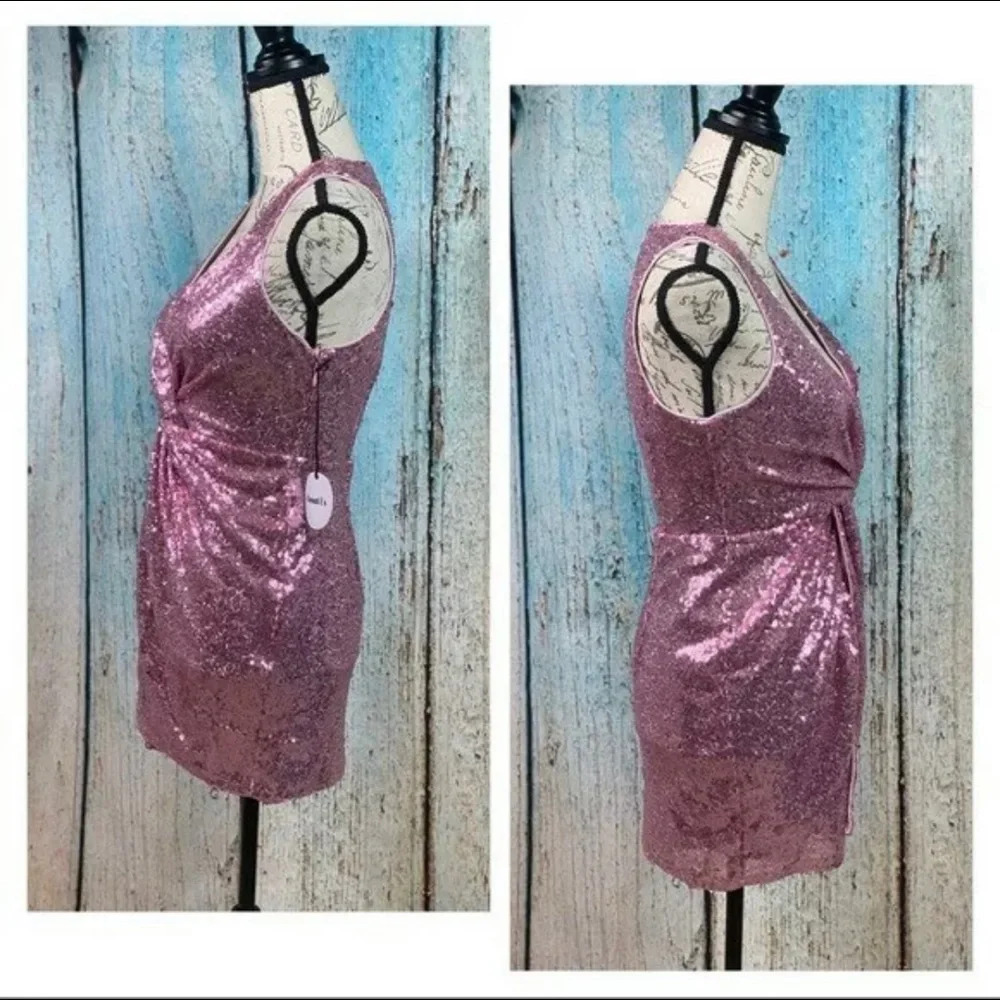 ABOUT US REVOLVE NWT Pink Violet Sequin Becky Dress - Picture 5 of 12